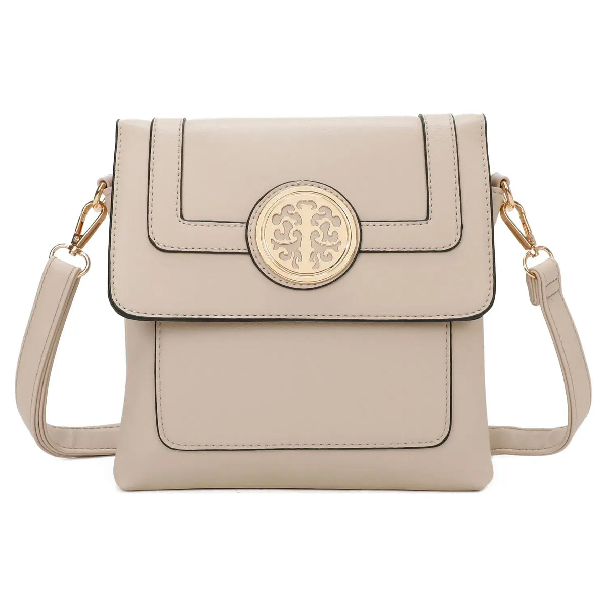 Small 3 Compartment Cross Body Bag Shoulder Bag- S9127: Brown