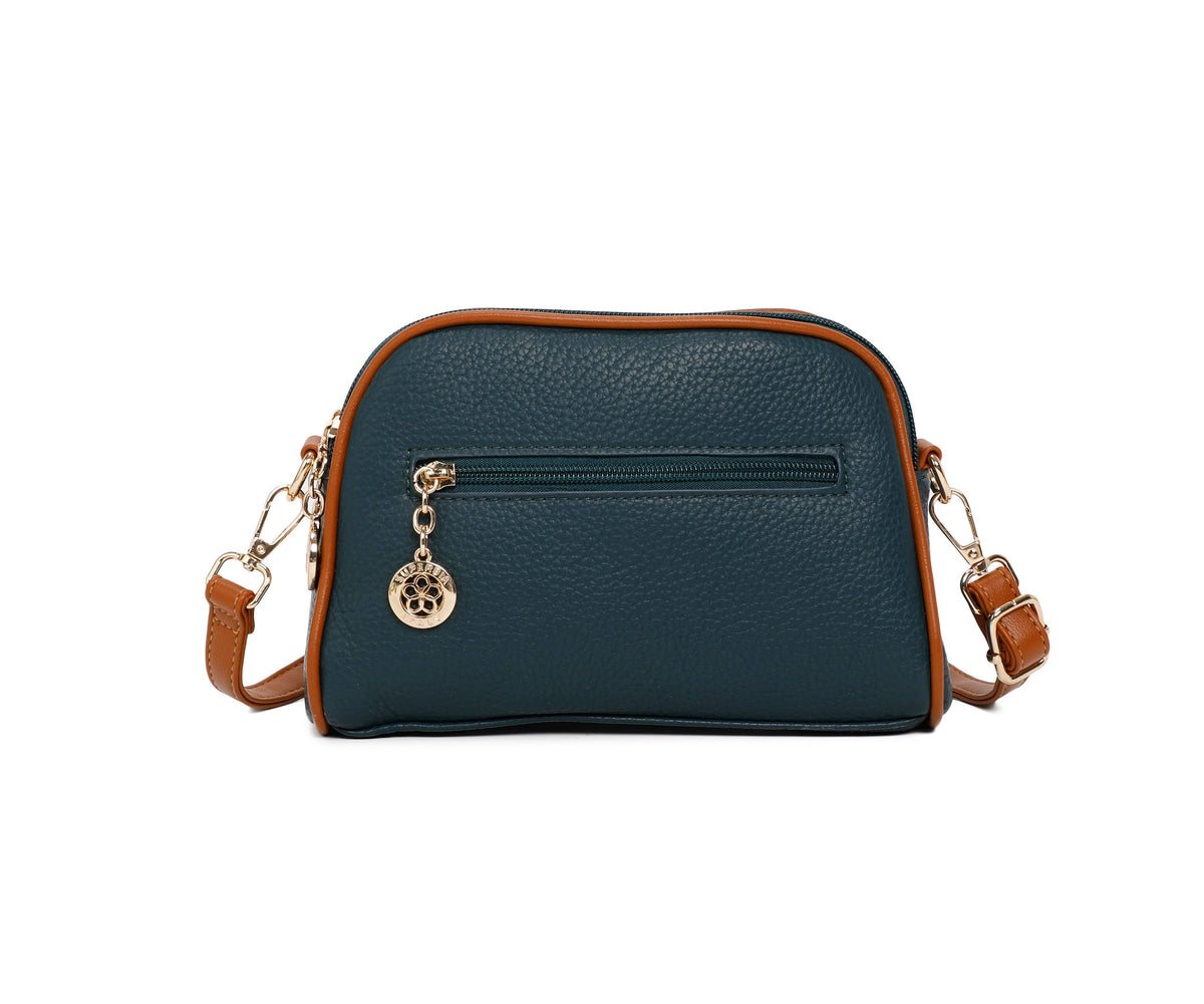 Double Zipper Bee Shoulder Bag Cross Body Bag - 9325: Black