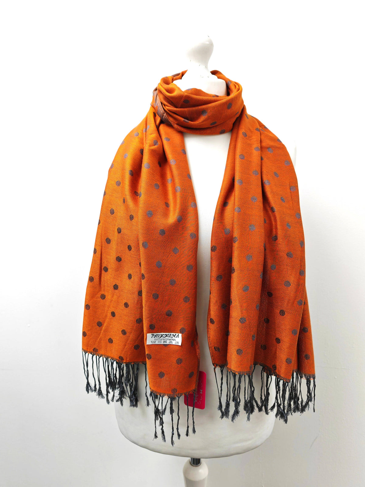 Super Soft Reversible Pashmina scarf /Shawl - C48-1 Dots: L.pink