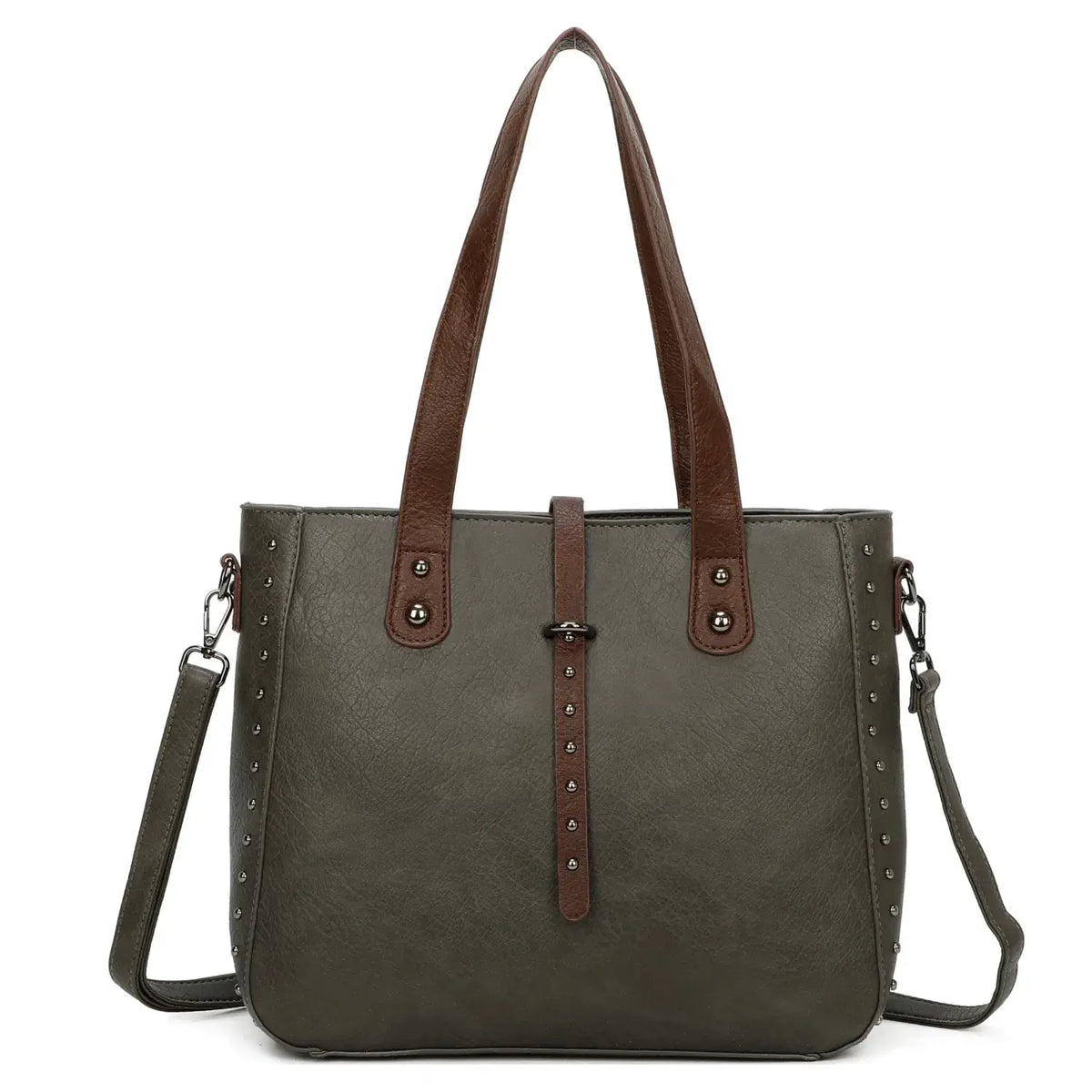 Superbia Medium Size Two-Toned Studs Details Tote Bag-9316: Black