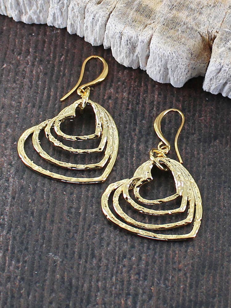 GP451 STACKED HEART EARRINGS [GOLD PLATE]