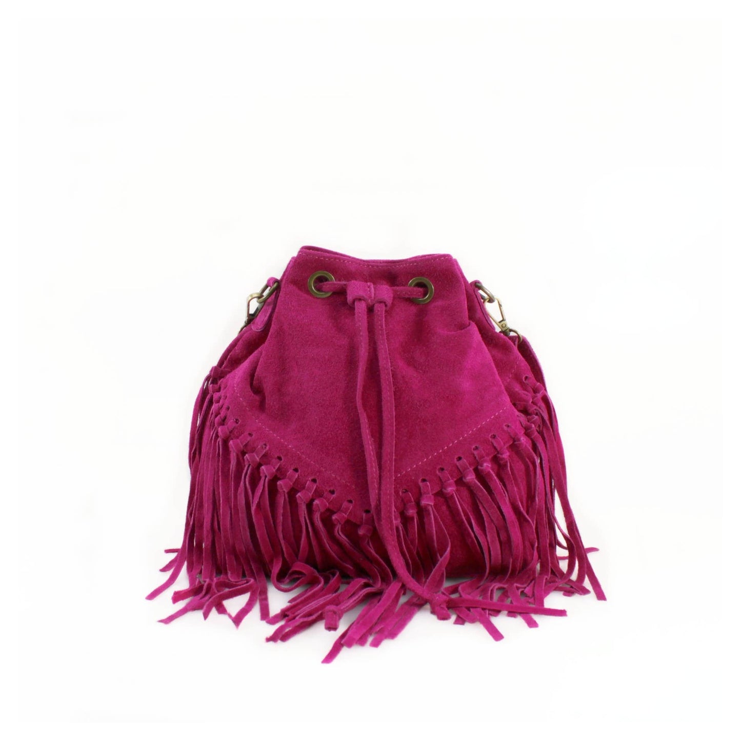 VPFR19 Real Itanlian Suede Bucket Bag: KHAKI