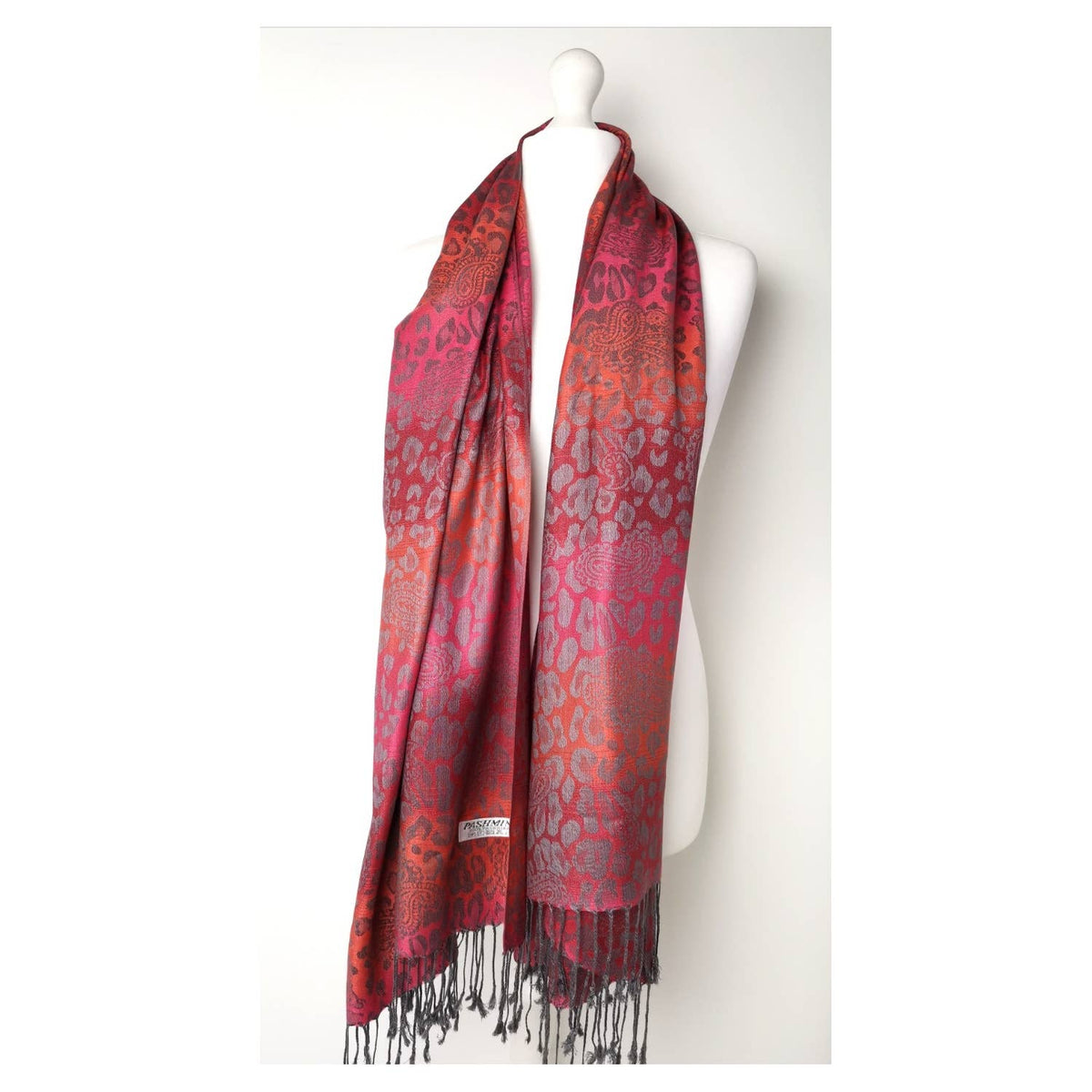 Super Soft Reversible Pashmina C48-2 Leopard: Orange-taupe