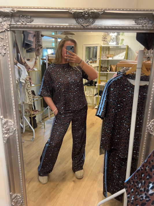 Blue Stripe Leopard Co-ord