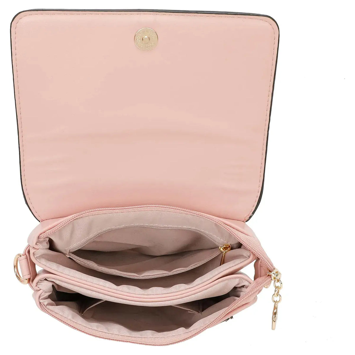 Small 3 Compartment Cross Body Bag Shoulder Bag- S9127: Brown
