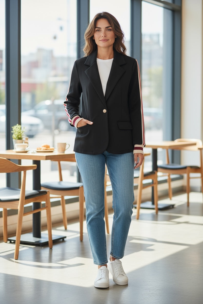 Black Side Stripe Blazer