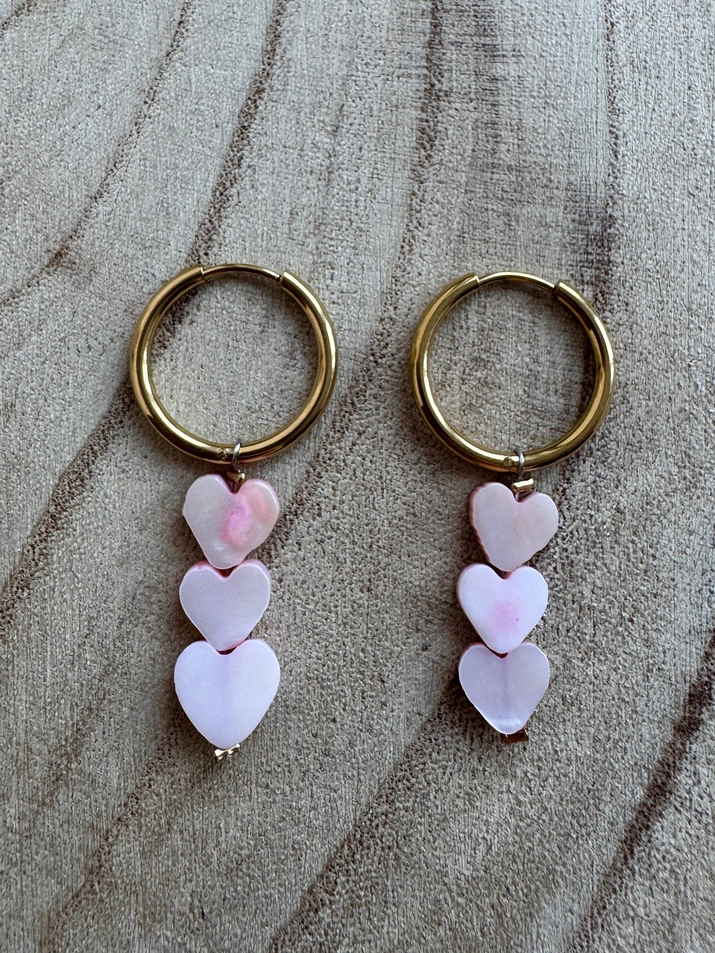 Pink Amora Shell Heart Earrings