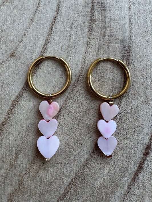 Pink Amora Shell Heart Earrings