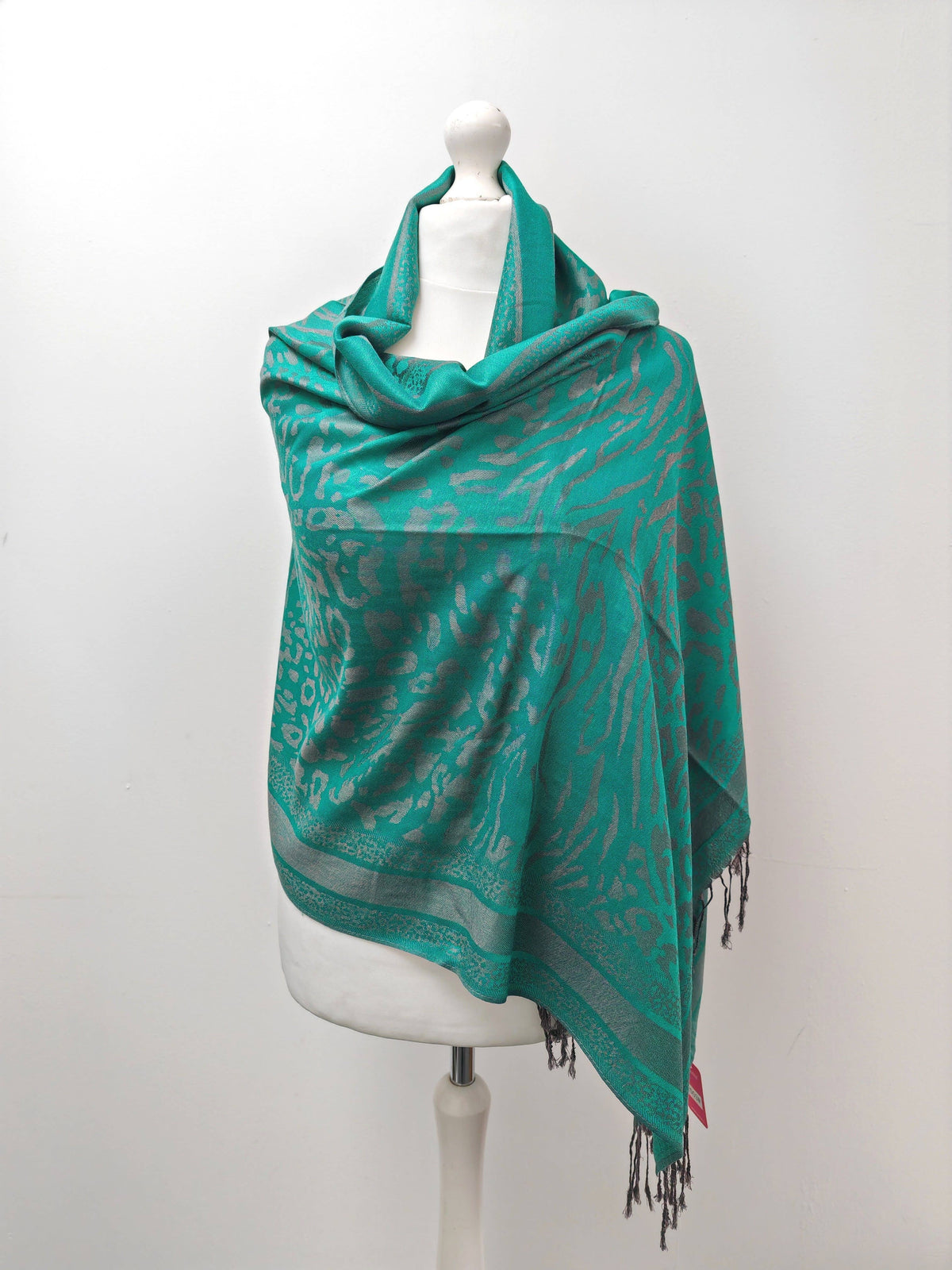 Super Soft Pashmina Scarf Shawl Wrap-2503 Animal Print: Emerald