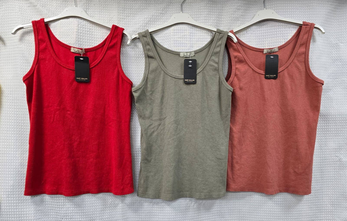 Cotton Ribbed Vest: Beige