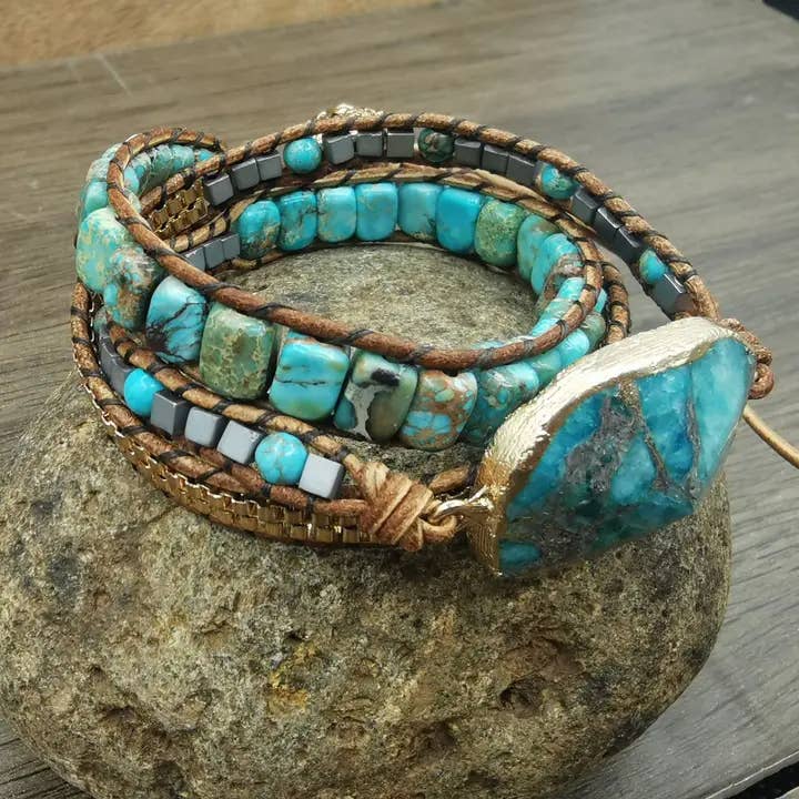 Gold Thread Pine Edge Handmade Bracelet