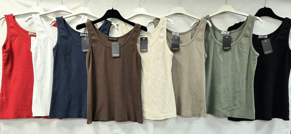 Cotton Ribbed Vest: Beige