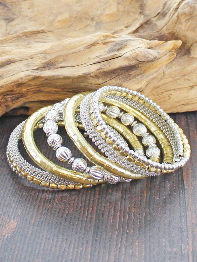 KH6504 MIXED METAL SPIRAL CUFF