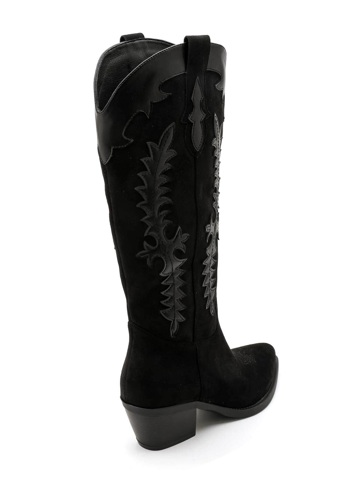 2552A Tall Two‑Material Cowboy Boots with Western Embroideries: KHAKI