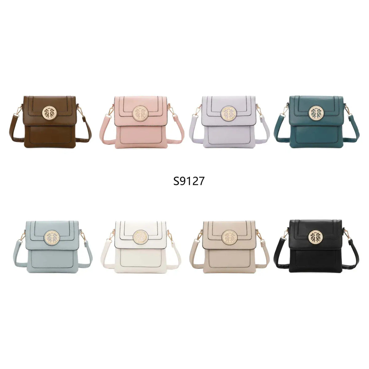 Small 3 Compartment Cross Body Bag Shoulder Bag- S9127: Teal