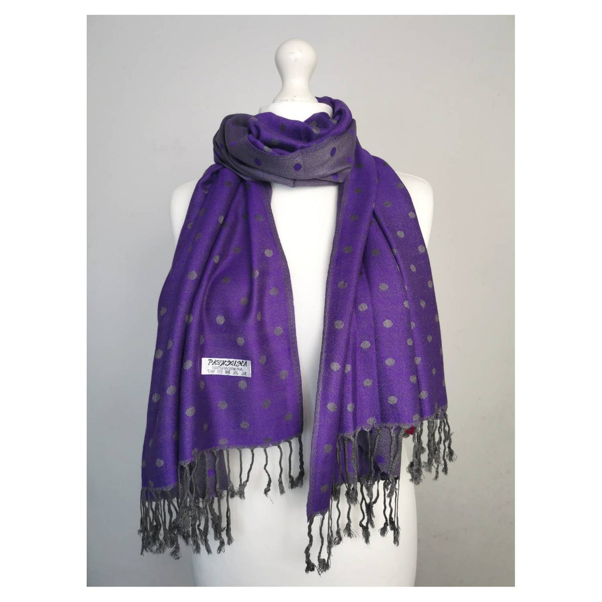 Super Soft Reversible Pashmina scarf /Shawl - C48-1 Dots: L.pink