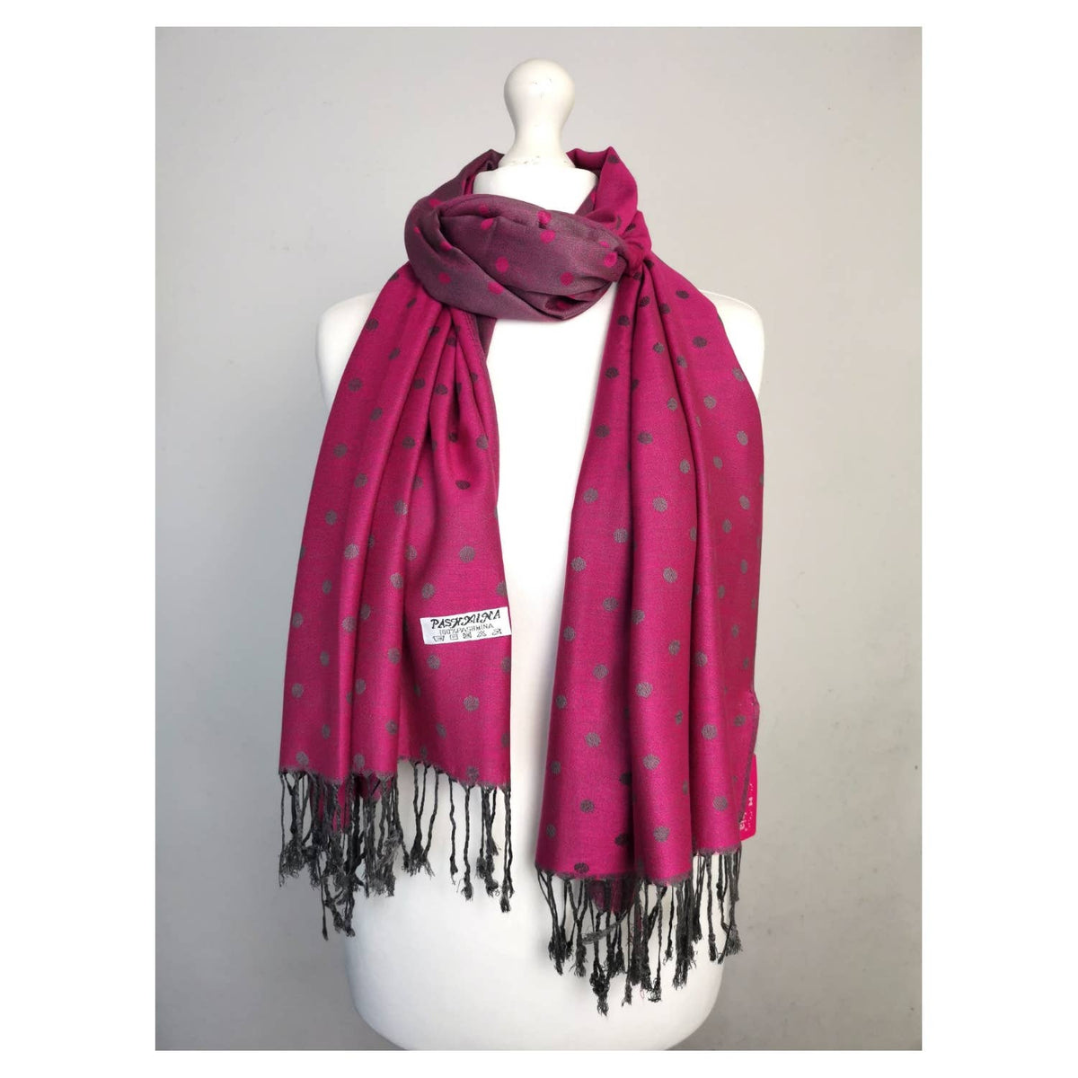 Super Soft Reversible Pashmina scarf /Shawl - C48-1 Dots: L.pink