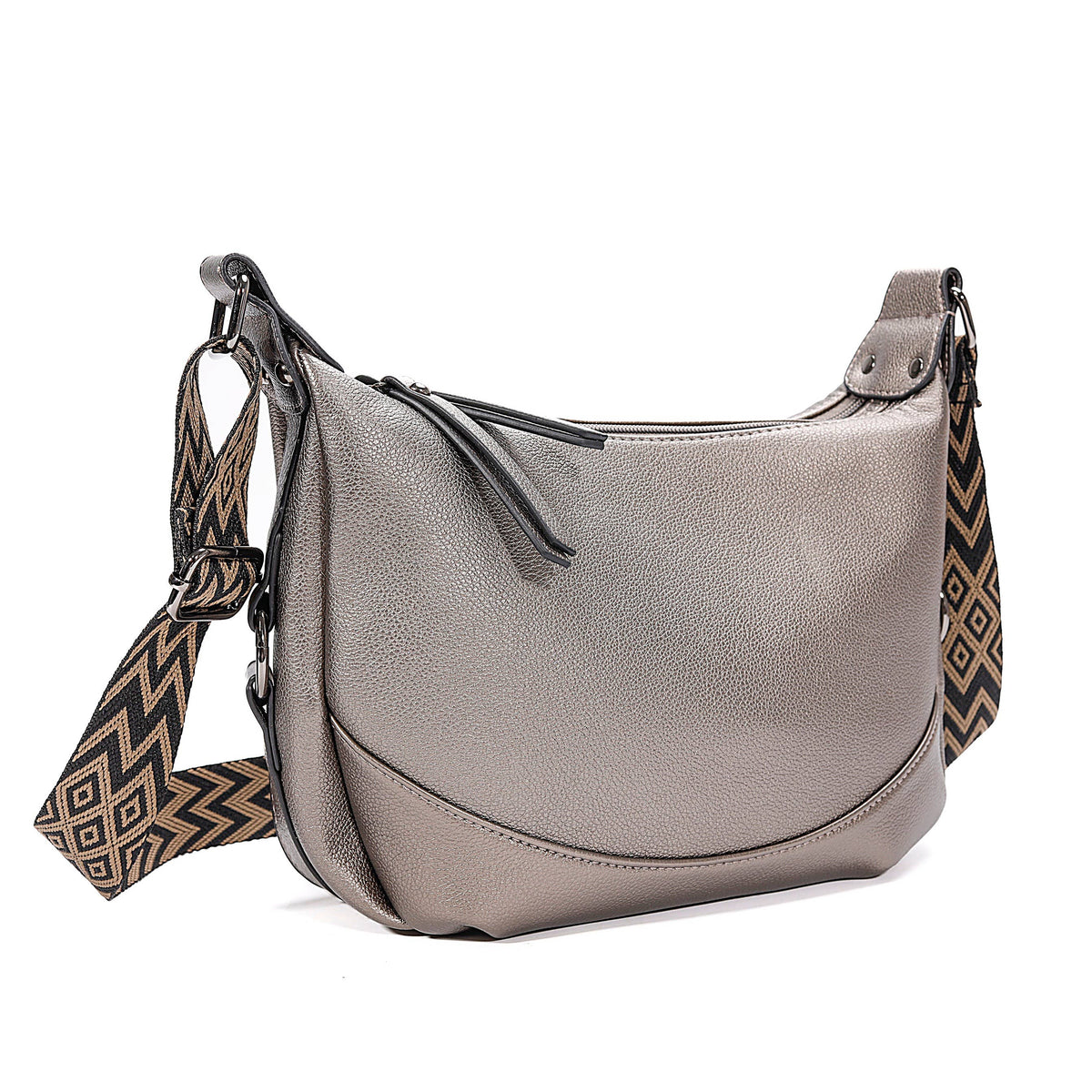 Superbia Soft Double Zipper Shoulder Bag Hobo Bag-9149: Bronze
