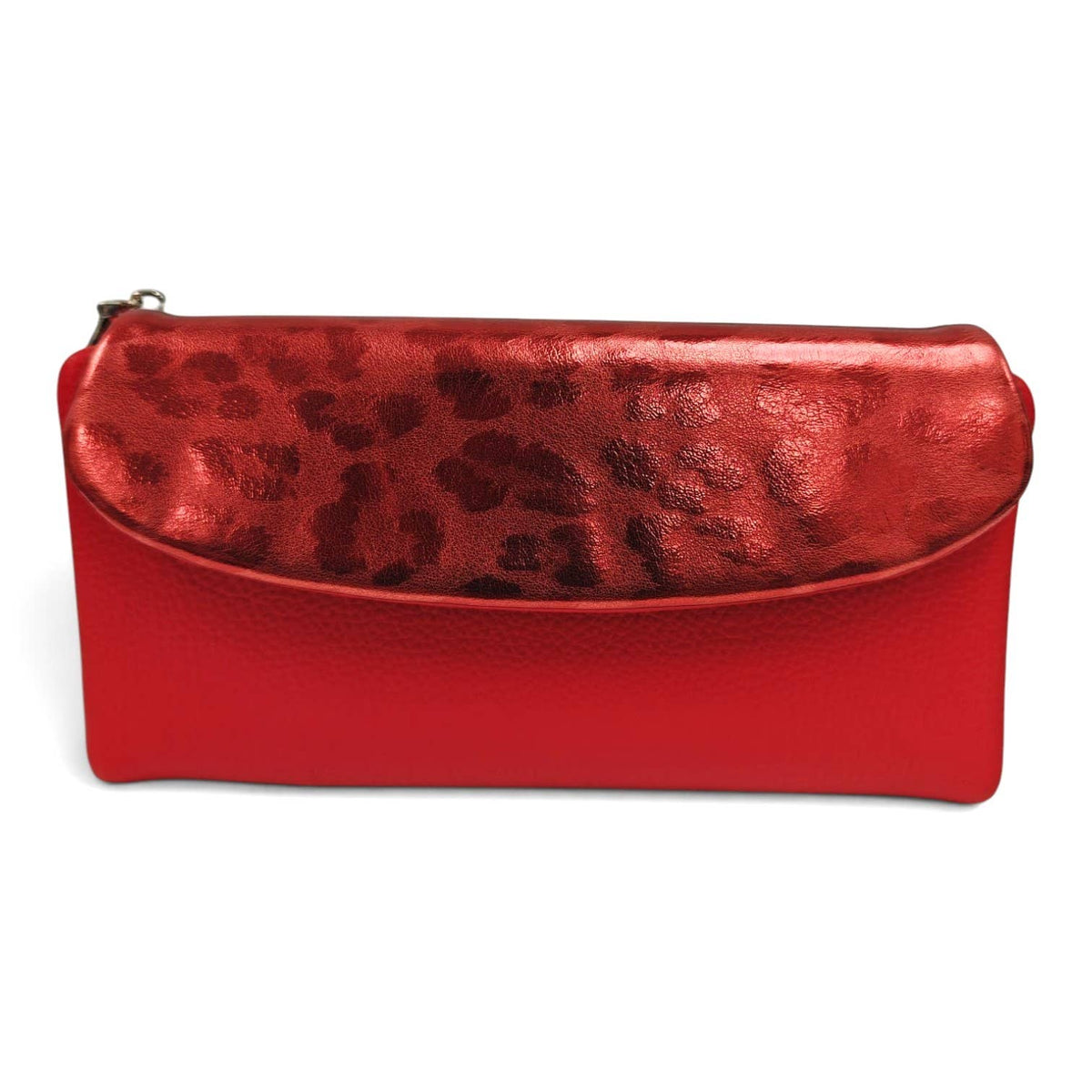 Soft Pu Metallic Leopard Print Long Purse Clutch + Gift Box: Apricot