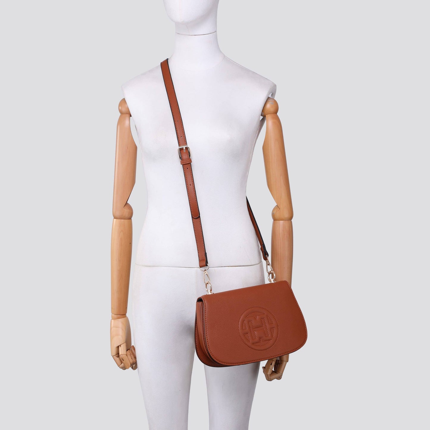 Silver faux Leather Cross body Bag