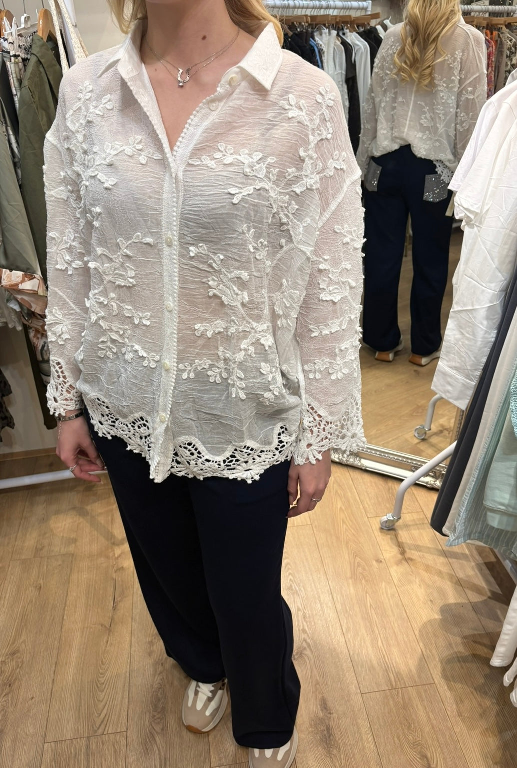 NAVY SEQUIN BACK TROUSER