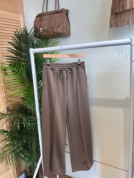 Taupe Front Seem Wide Trouser