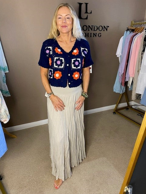 NAVY CROCHET CARDIGAN