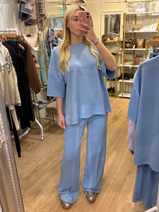 Blue Oversized T-shirt Co-ord