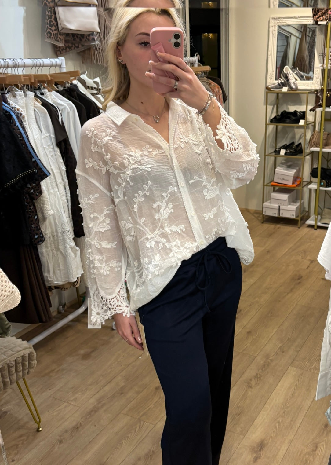 NAVY SEQUIN BACK TROUSER