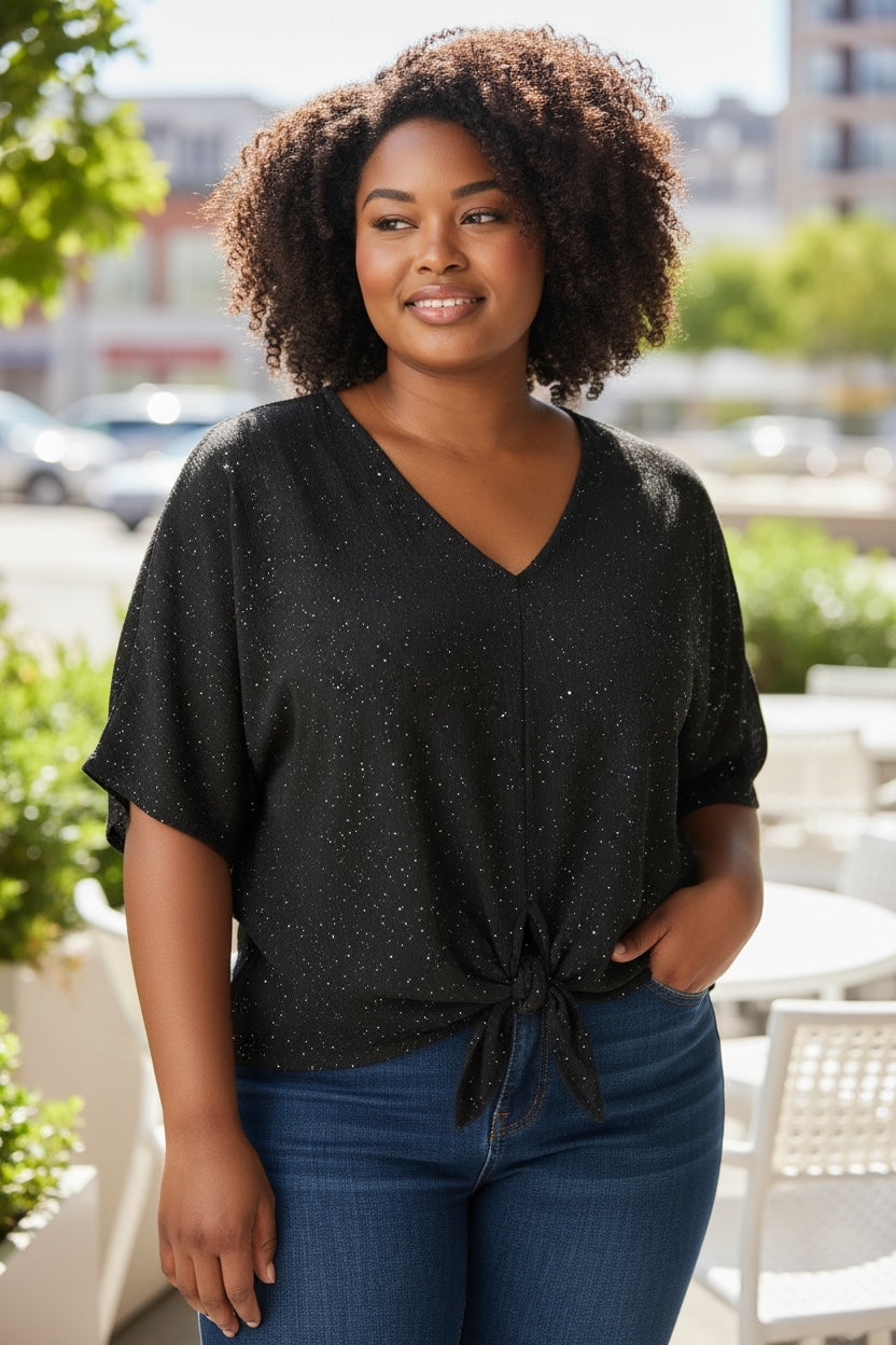Glitzy Tie Front Top