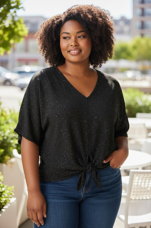 Glitzy Tie Front Top