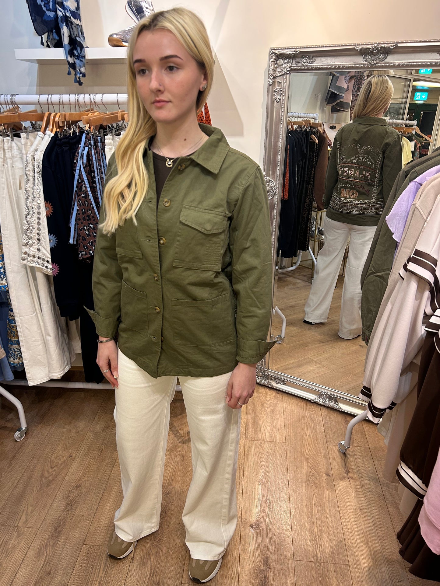 Khaki Cotton Jacket with Back design