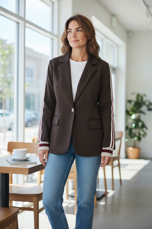Chocolate Side Stripe Blazer