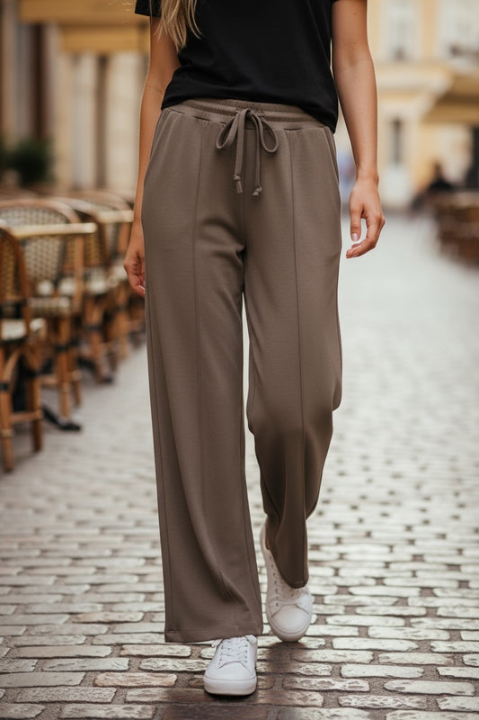 Taupe Front Seem Wide Trouser