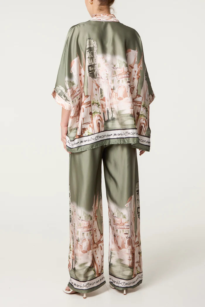 SATIN FEEL LANDSCAPE PRINT CO-ORD