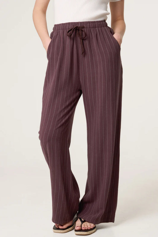 CHOCOLATE PINSTRIPED TROUSERS