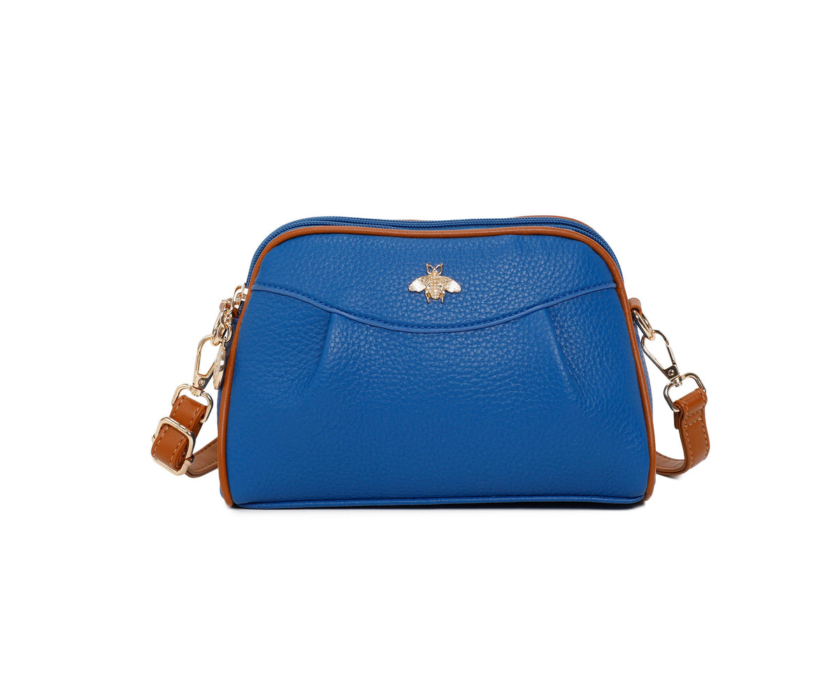 Double Zipper Bee Shoulder Bag Cross Body Bag - 9325: Black
