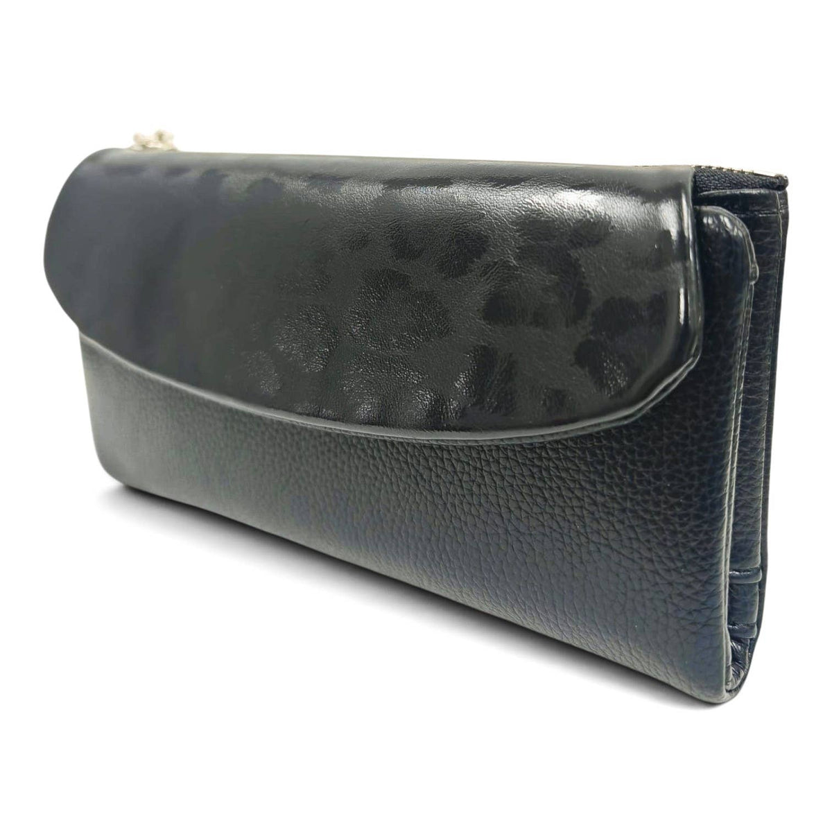 Soft Pu Metallic Leopard Print Long Purse Clutch + Gift Box: Apricot