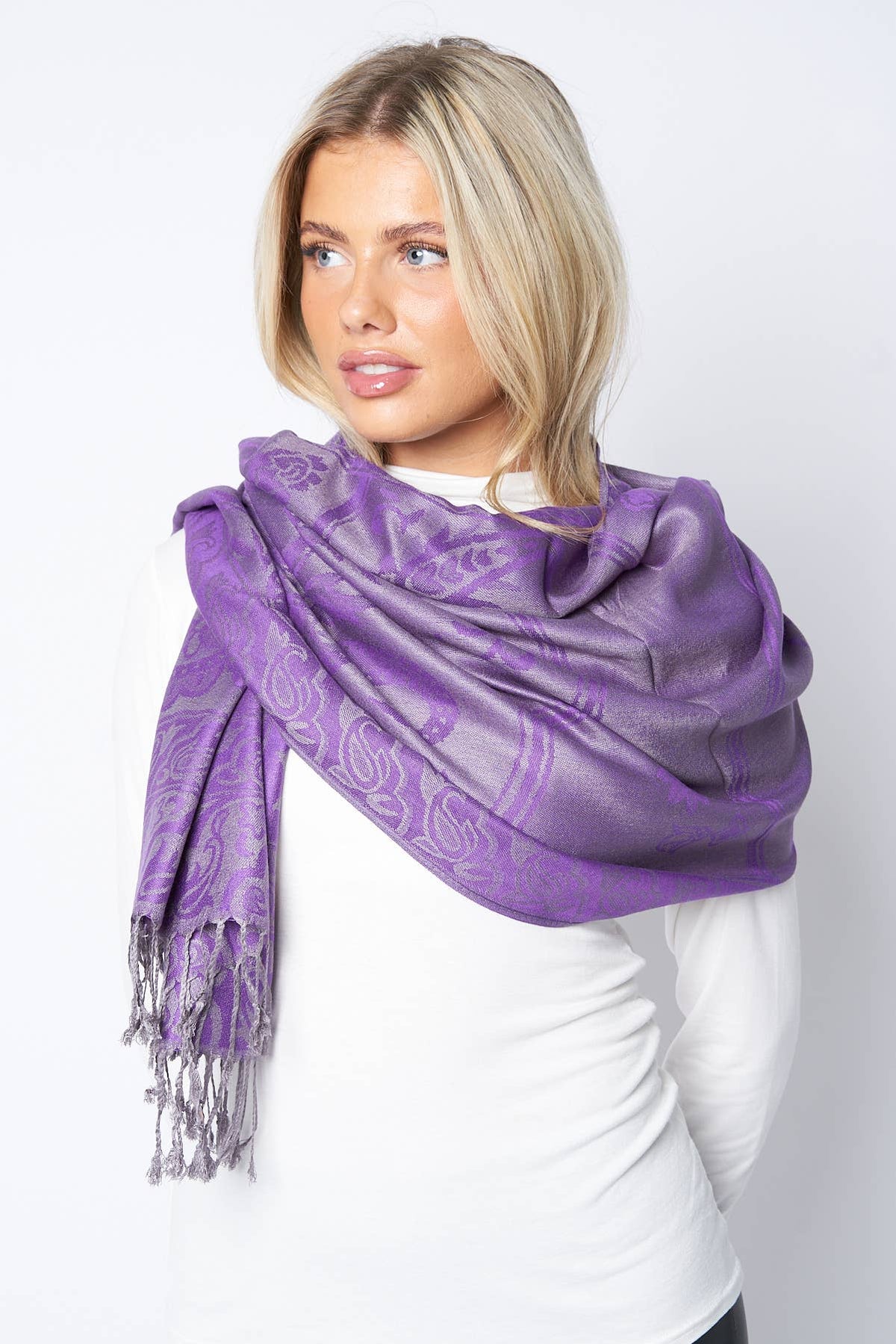 Super Soft Pashmina Scarf Shawl Wrap-C48247: Hot Pink