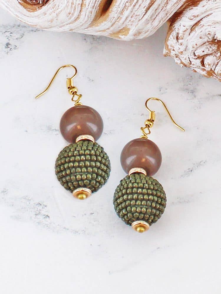 AY6614 BEADED BALL EARRINGS