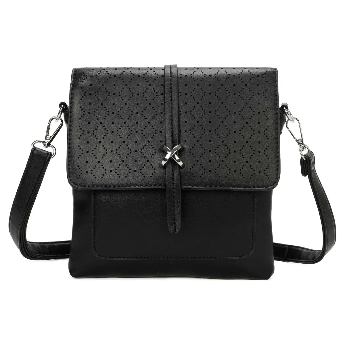 Small 3Compartment Cross Body Bag Laser Cut Shoulder Bag9126: Teal