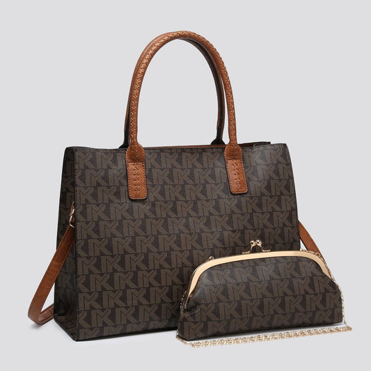 Brown Faux Leather 2 in 1 bag