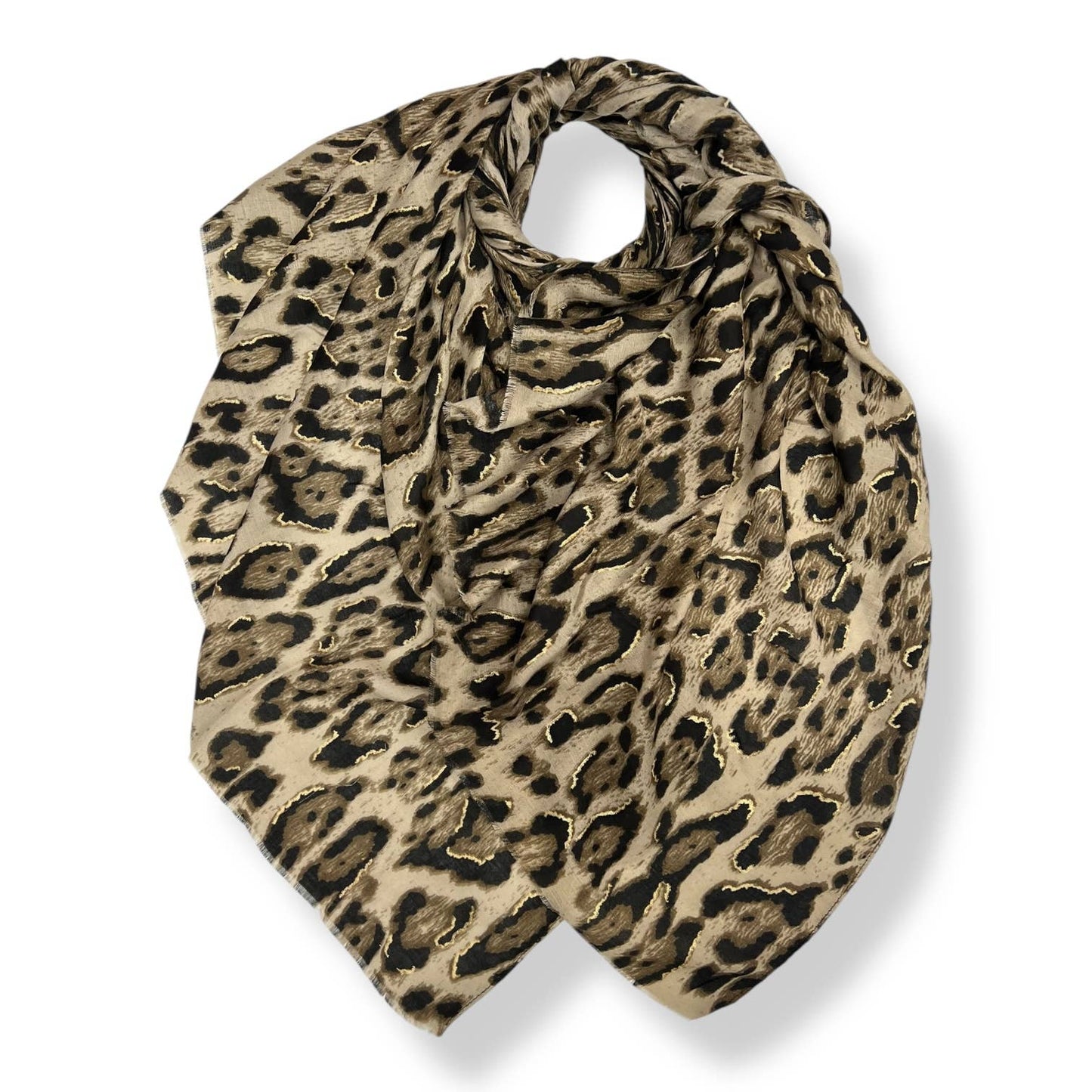 Leopard Print Scarf With Gold Detailing