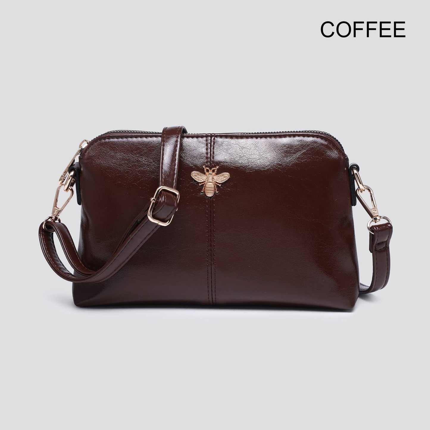 Chocolate Cross body Bag with Bee Logo