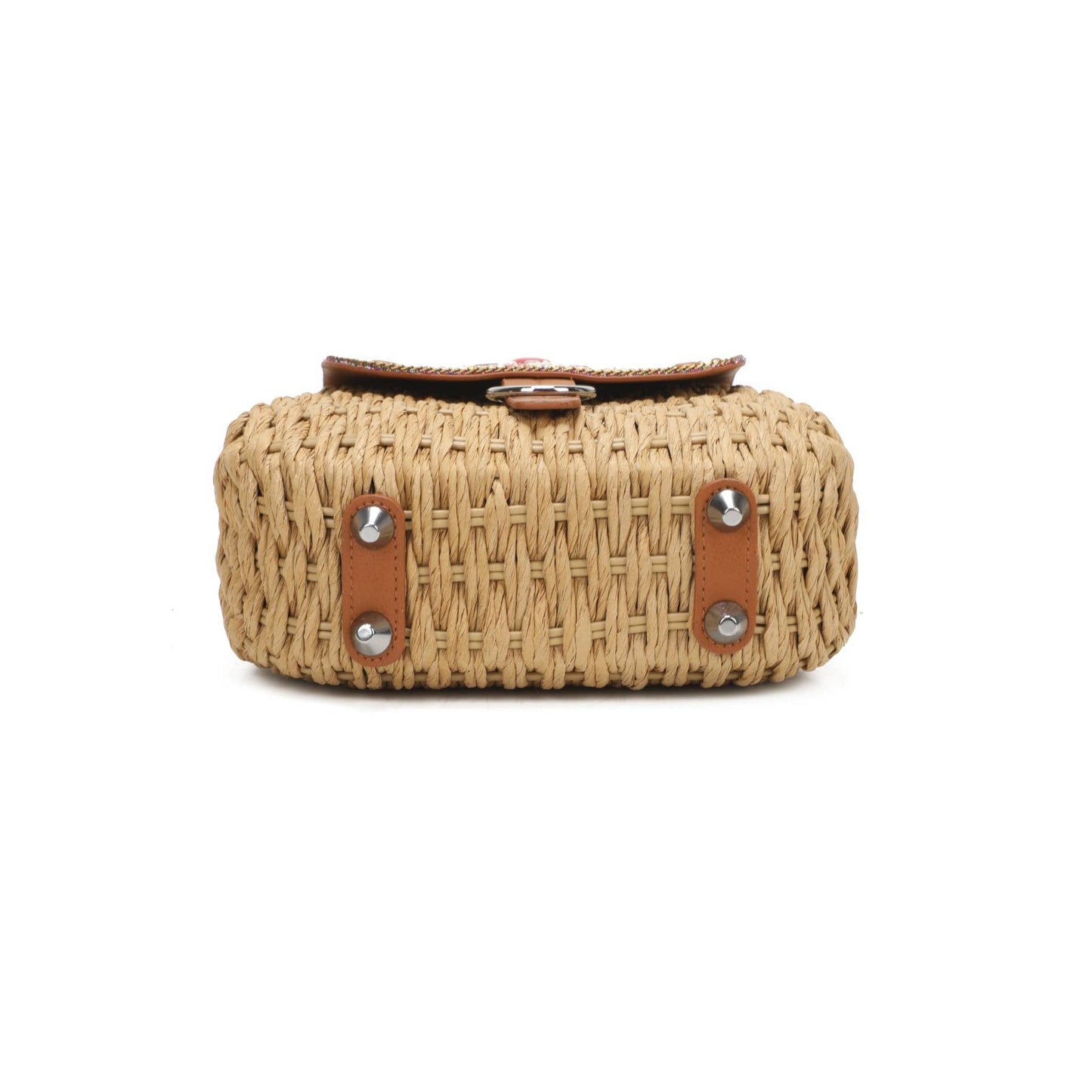 J6520 Straw Crossbody Bag: Beige