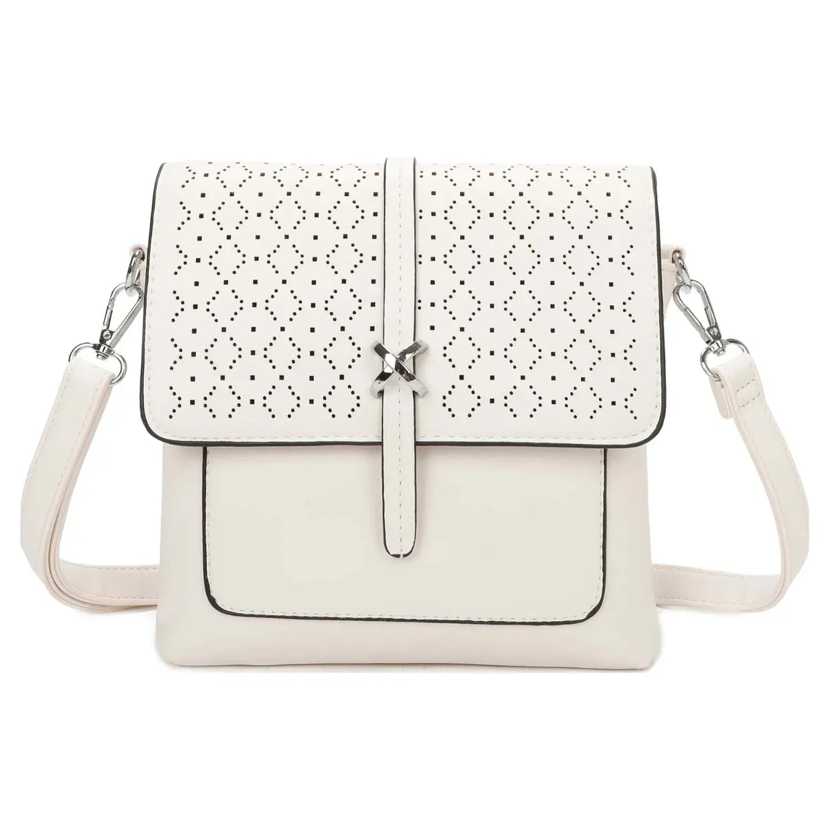 Small 3Compartment Cross Body Bag Laser Cut Shoulder Bag9126: Teal
