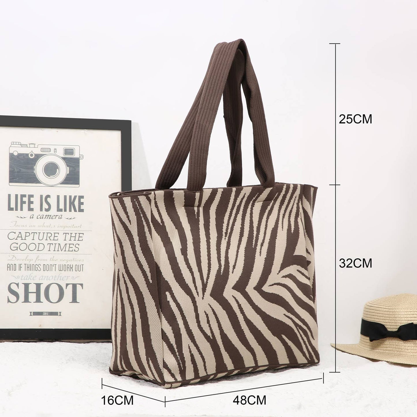 Brown Zebra Print Shopper Bag