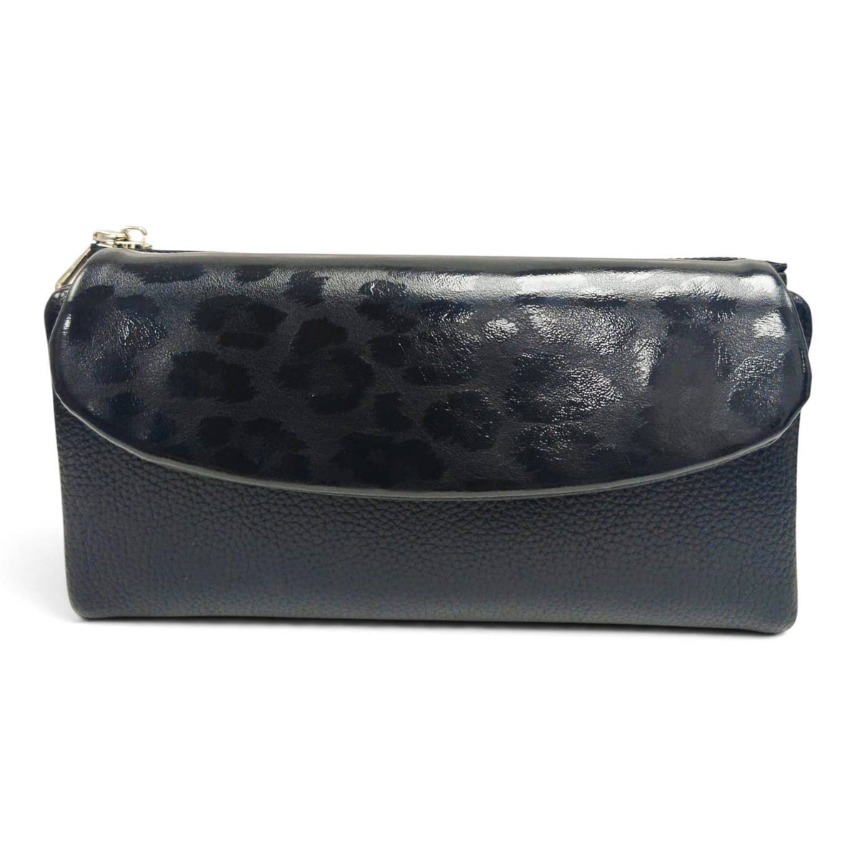 Soft Pu Metallic Leopard Print Long Purse Clutch + Gift Box: Apricot