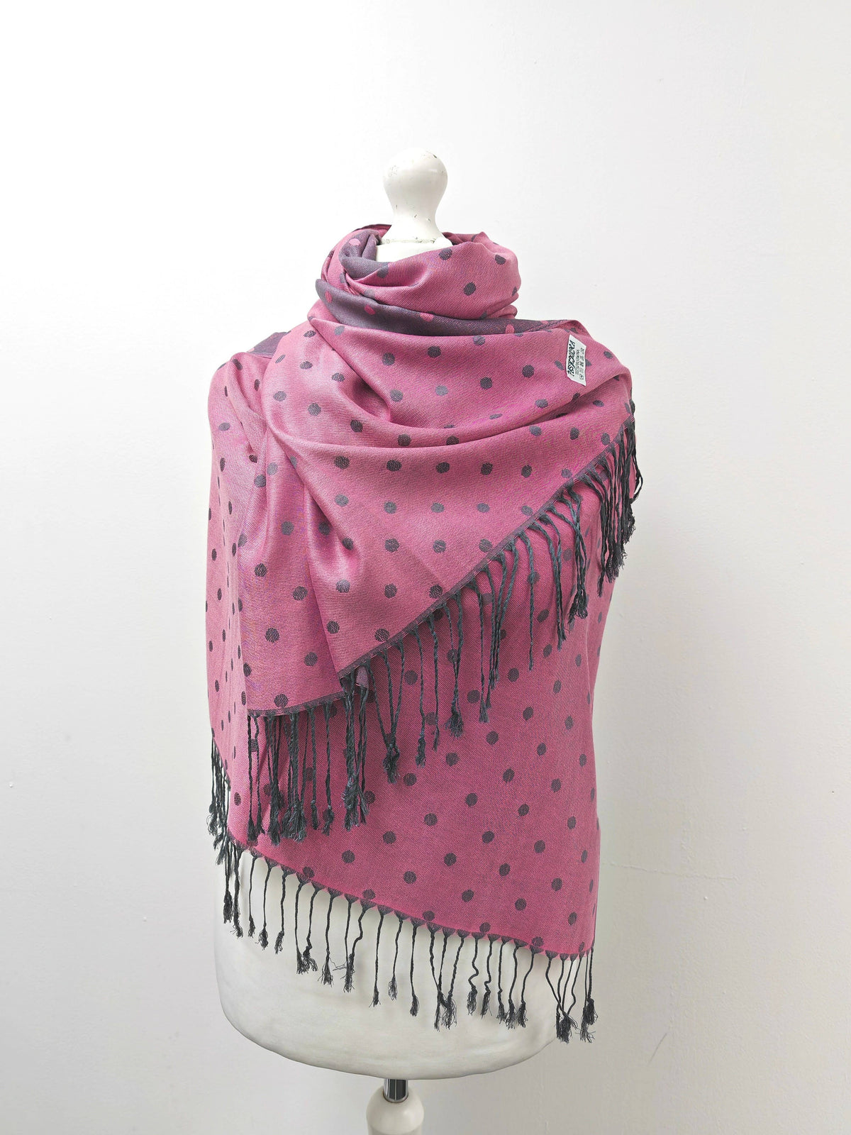 Super Soft Reversible Pashmina scarf /Shawl - C48-1 Dots: L.pink