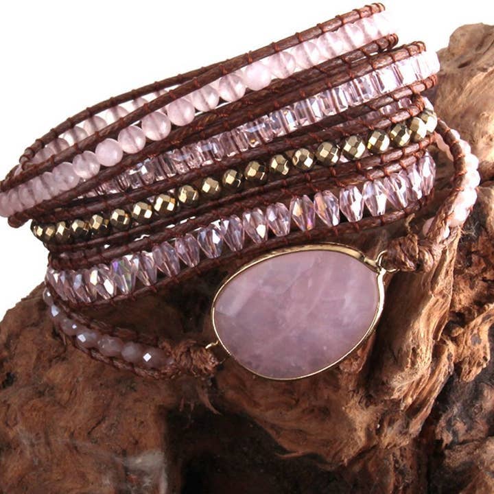 Natural Stone Drop-shaped Multi-layer Wrap Bracelet: Amazon